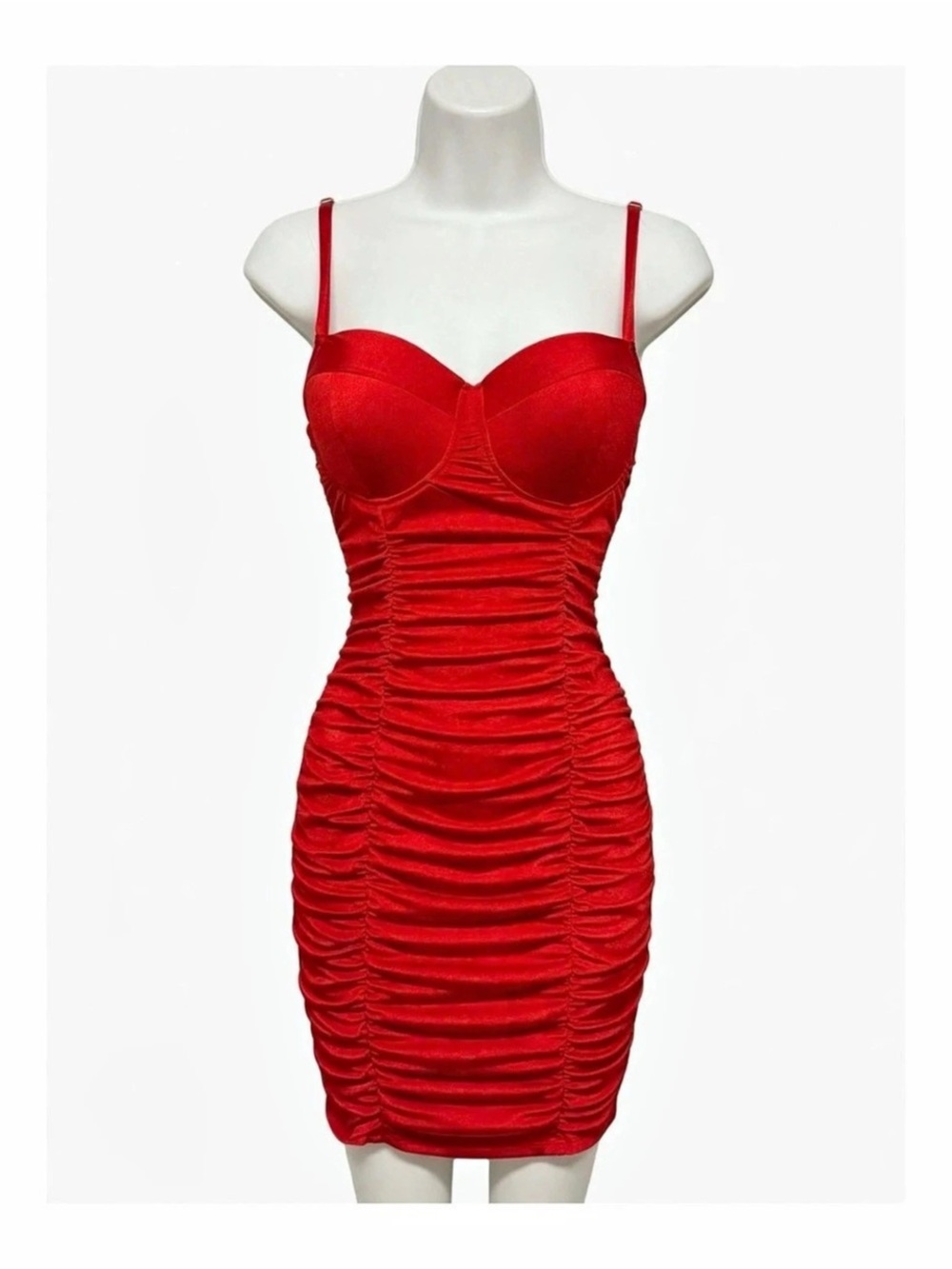 Bïashe Ruched Mini Dress in Red Size Medium Like New